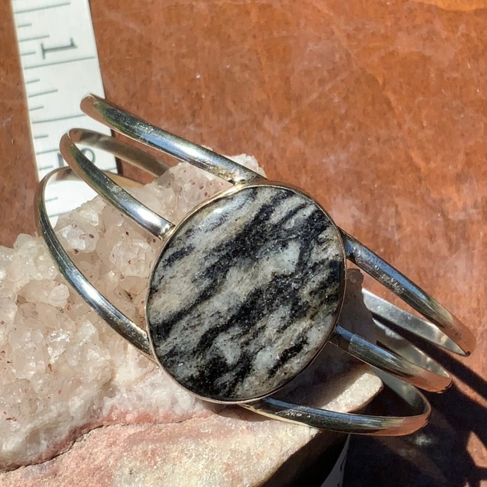 COPY - ADJUSTABLE DENDRITIC OPAL 925 STERLING SILVER CUFF